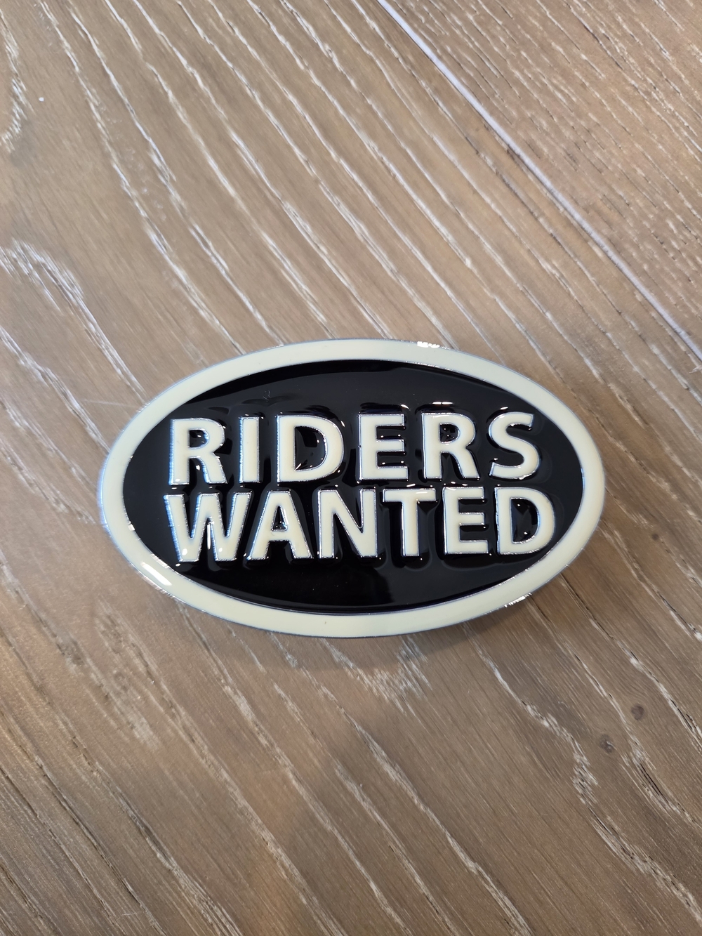 2005 Riders Wanted Oval Black Silver Motorcycle Belt Buckle